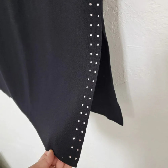 KAREN LESLEY | Black Rhinestone Pencil Skirt Med - Picture 2 of 4